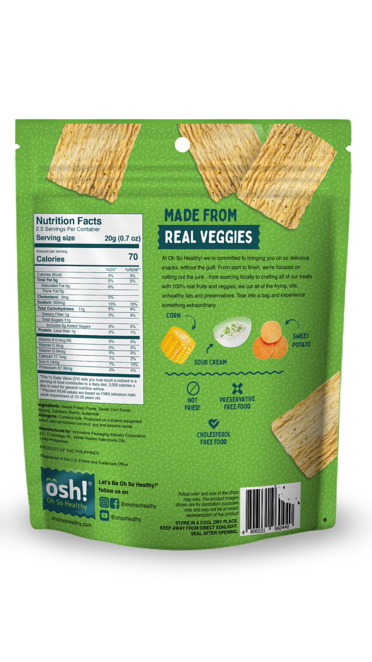 Oh So Healthy! Sour Cream Corn Baked Crisps 50g