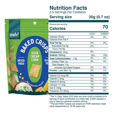 Oh So Healthy! Sour Cream Corn Baked Crisps 50g