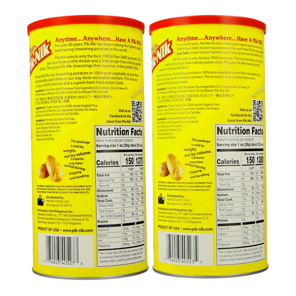 Pik-Nik Super Value Party Bundle 1 (Original & 50% Less Salt Shoestring Potatoes 9oz)