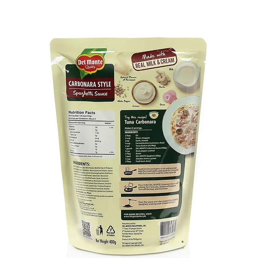Del Monte Carbonara Style Spaghetti Sauce 400g