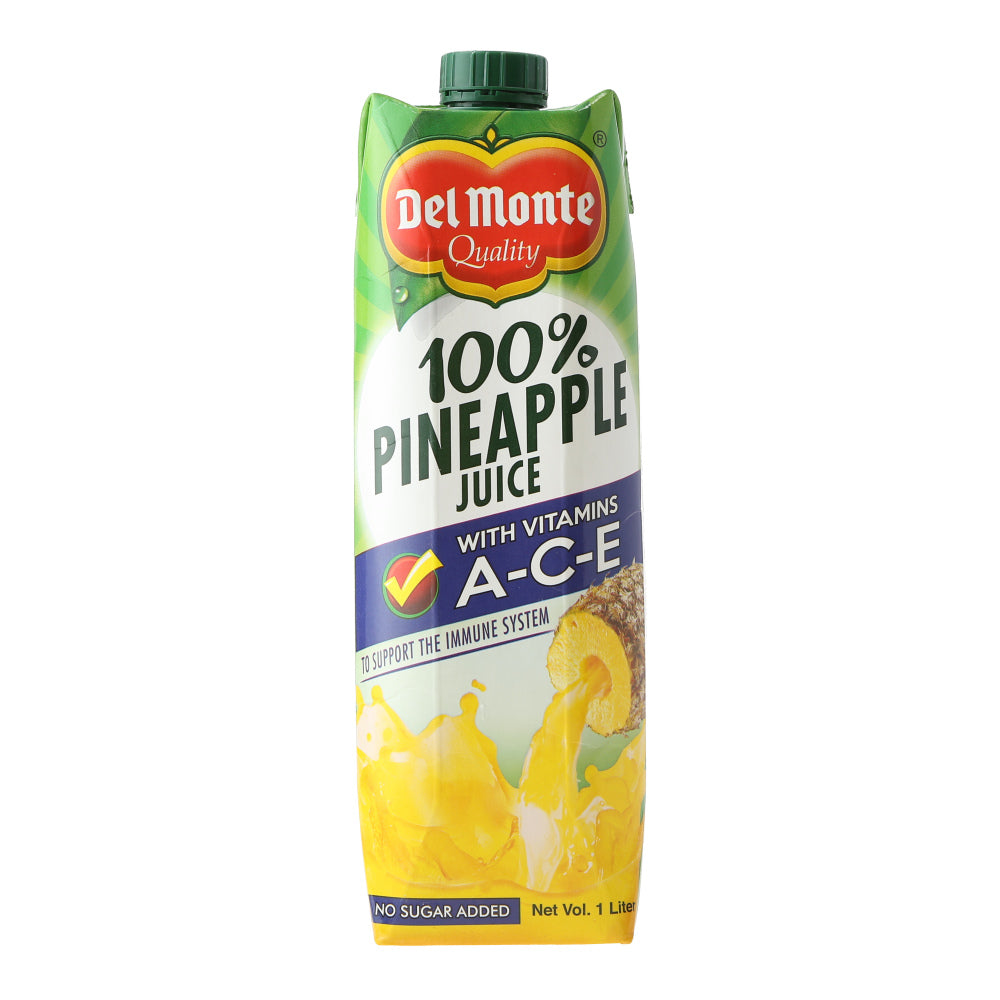 Del Monte 100% Pineapple Juice With Vitamins A C and E Tetra 1L