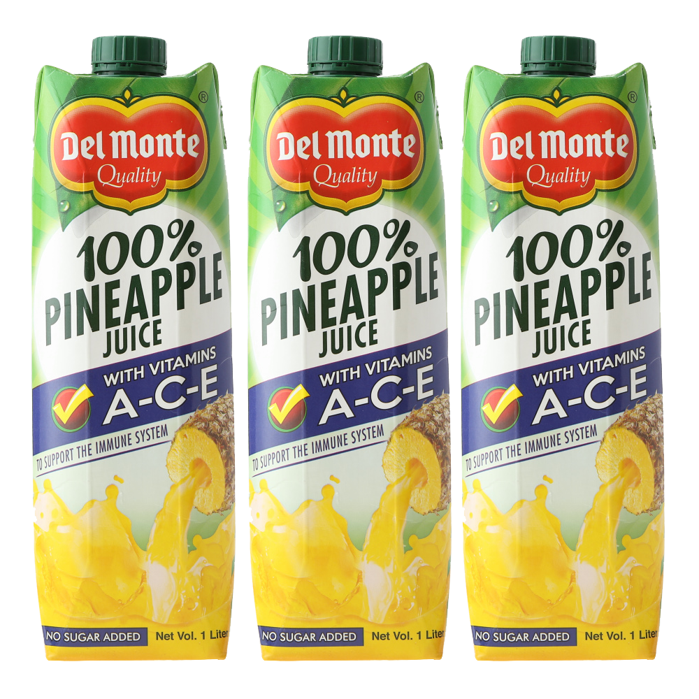 Del Monte 100% Pineapple Juice With Vitamins A C and E Tetra 1L