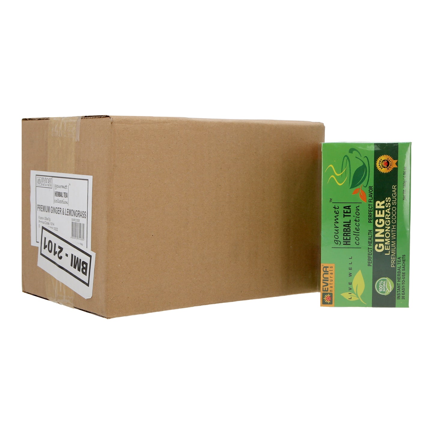 Evina Naturals Premium Ginger & Lemongrass Instant Herbal Tea (20 sachets) 200g