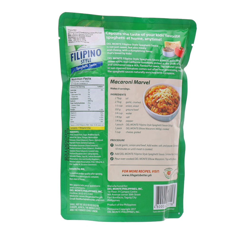 Del Monte Filipino Style Spaghetti Sauce 500g