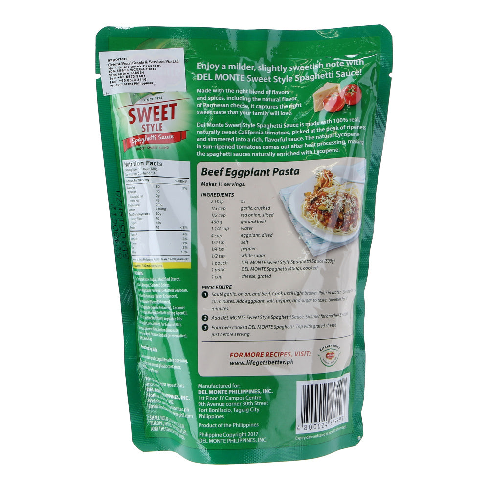 Del Monte Sweet Style Spaghetti Sauce 500g