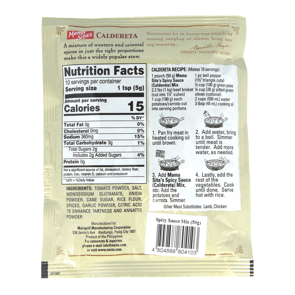 Mama Sita's Caldereta (Spicy Sauce) Mix 50g