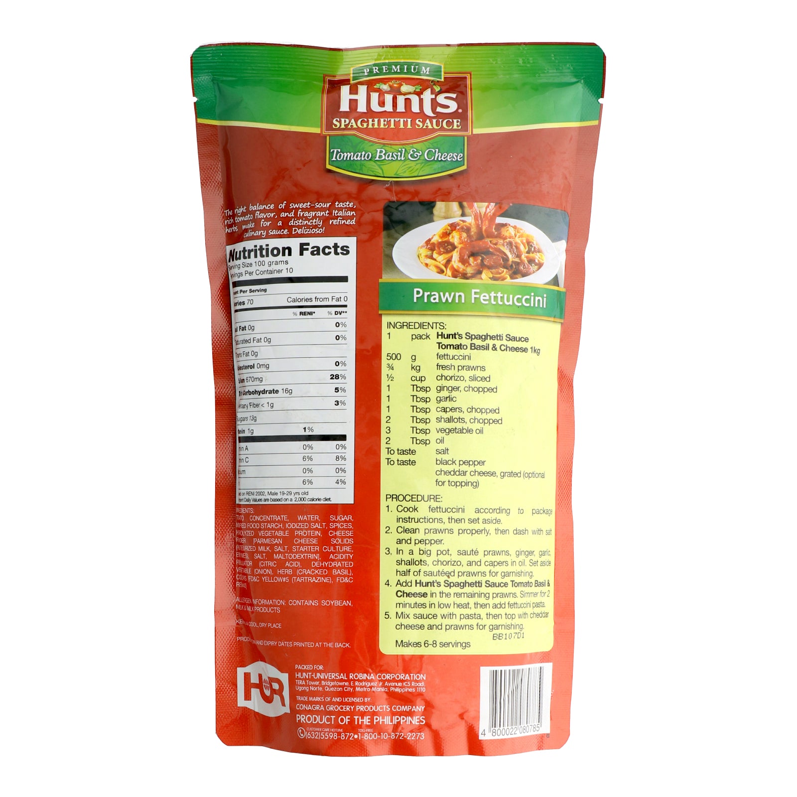Hunt's Spaghetti Sauce Tomato Basil & Cheese 1kg