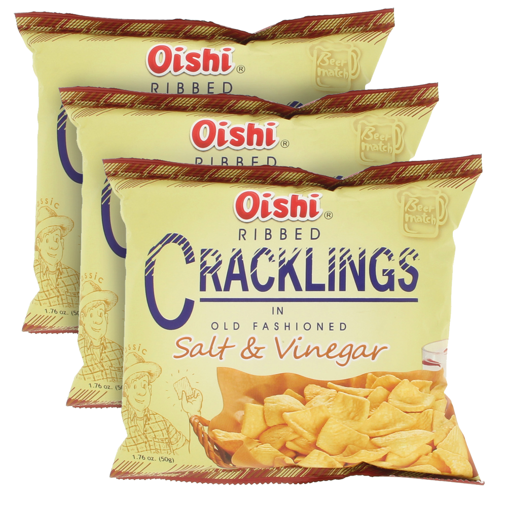 Oishi Ribbed Cracklings in Old Fashioned Salt & Vinegar 50g