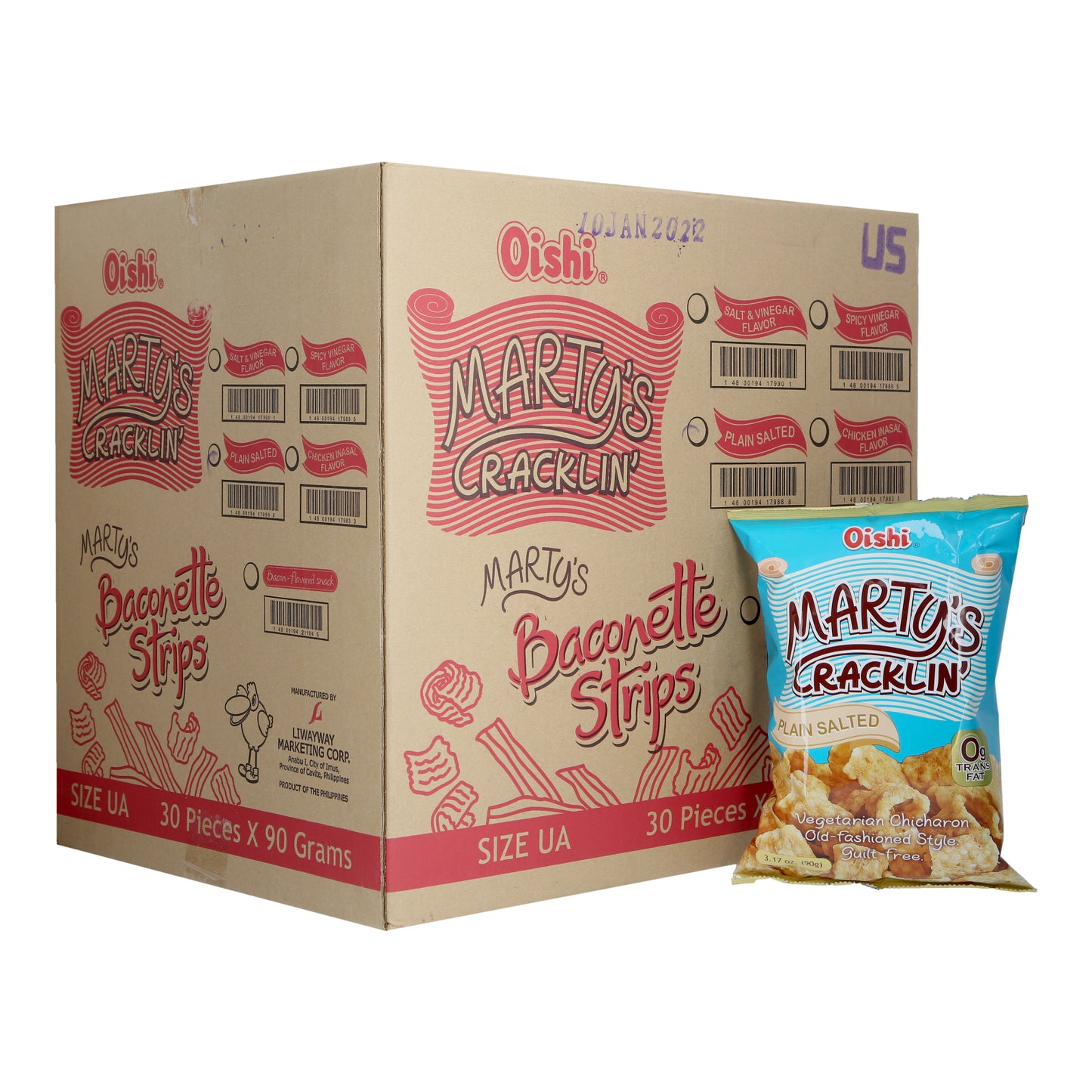 Oishi Marty's Plain Salted Cracklin' Vegetarian Chicharon 90g