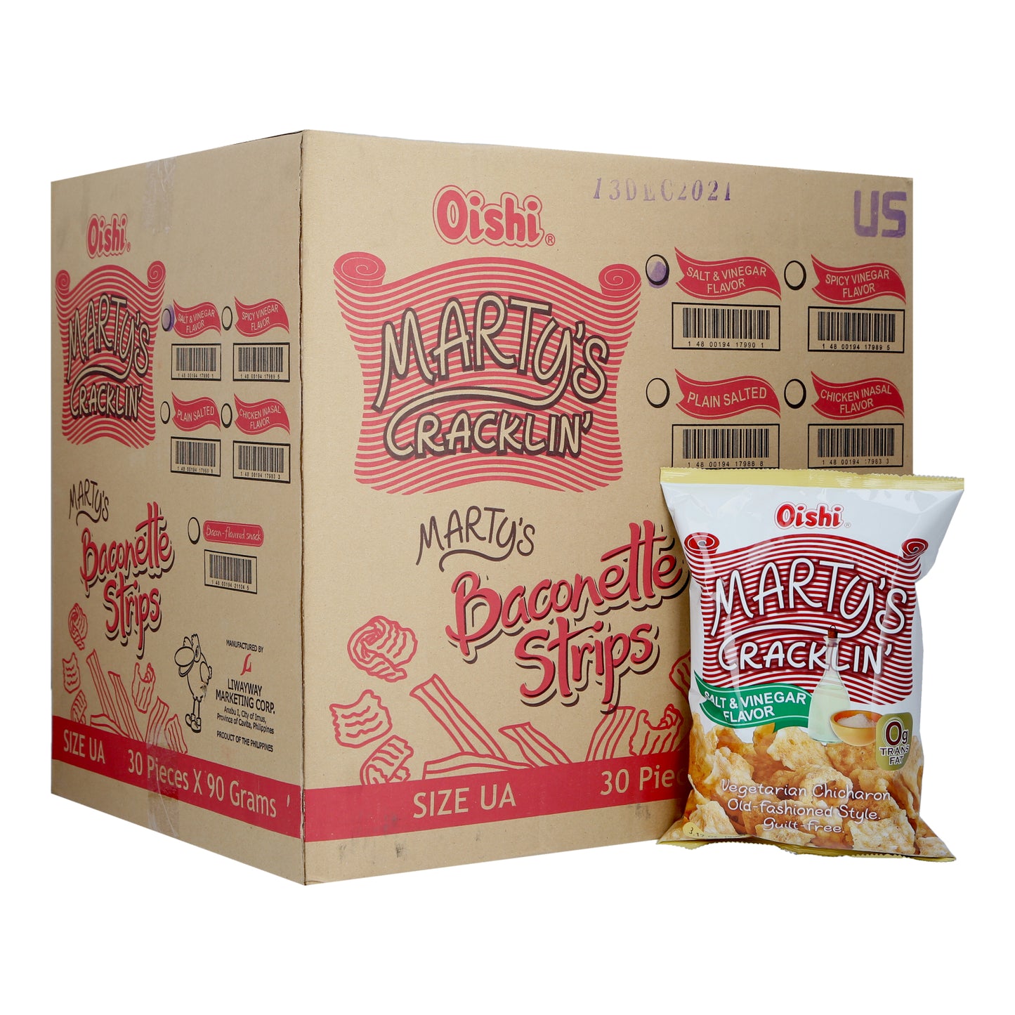 Oishi Marty's Salt & Vinegar Cracklin' Vegetarian Chicharon 90g