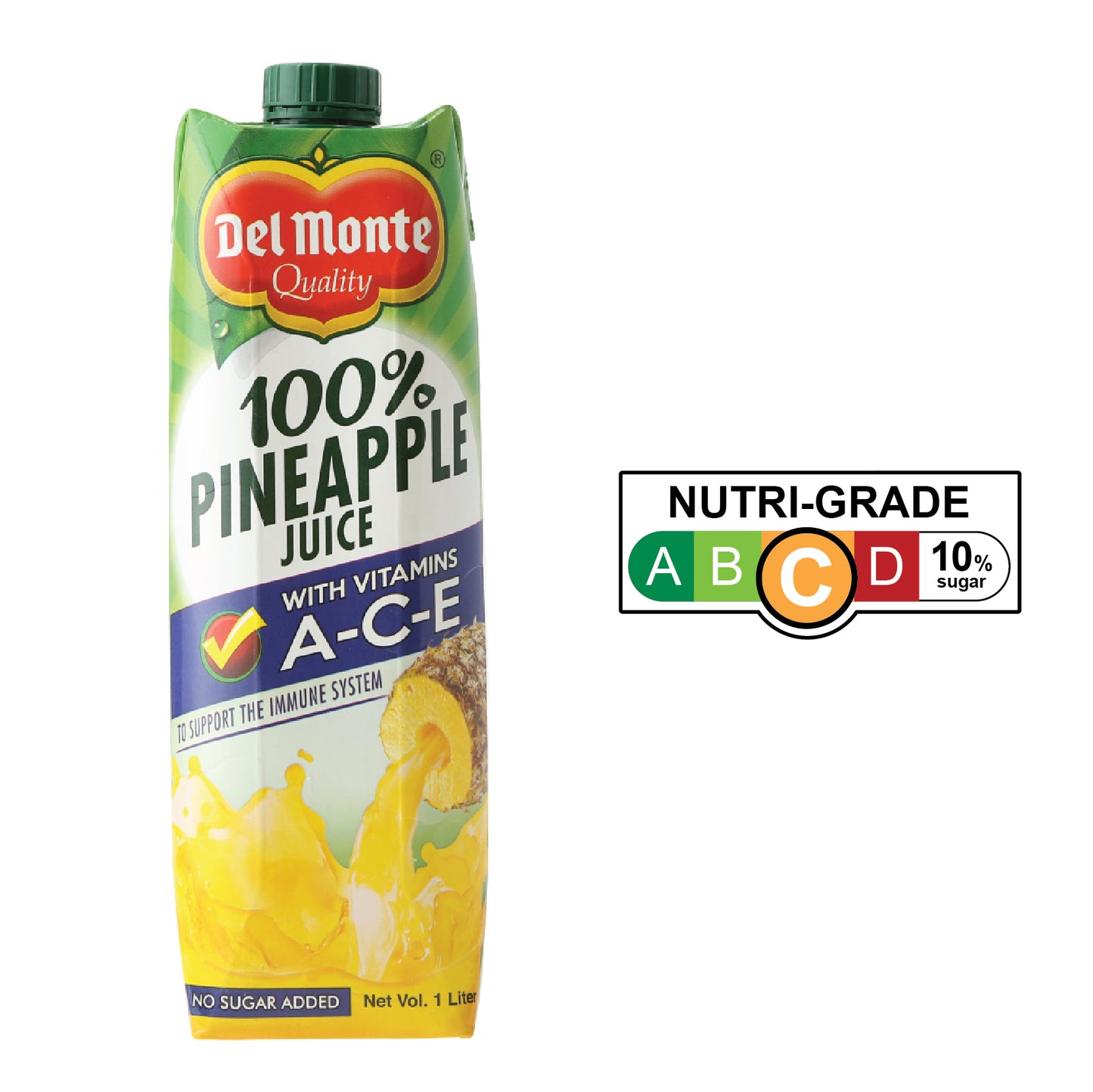 Del Monte 100% Pineapple Juice With Vitamins A C and E Tetra 1L