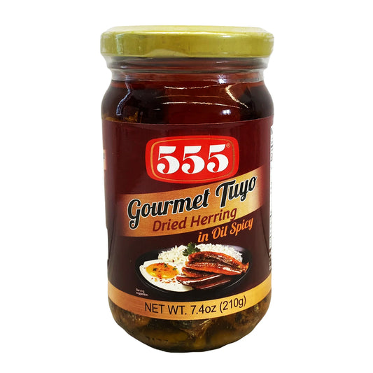 555 Gourmet Tuyo (Dried Herring) in Spicy Oil 210g