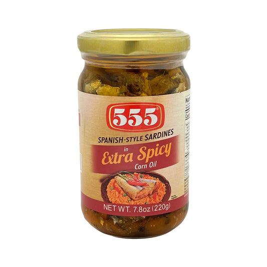 555 Spanish Style Sardines in Extra Spicy Corn Oil 220g