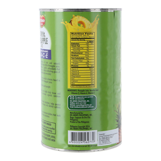 Del Monte 100% Pineapple Juice With Vitamins A C and E 1.36ltr