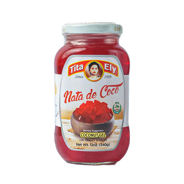 Tita Ely Nata De Coco (Coconut Gel) Red in Heavy Syrup 340g