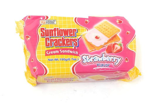 Croley Foods Sunflower Crackers Cream Sandwich Strawberry Flavor 190g