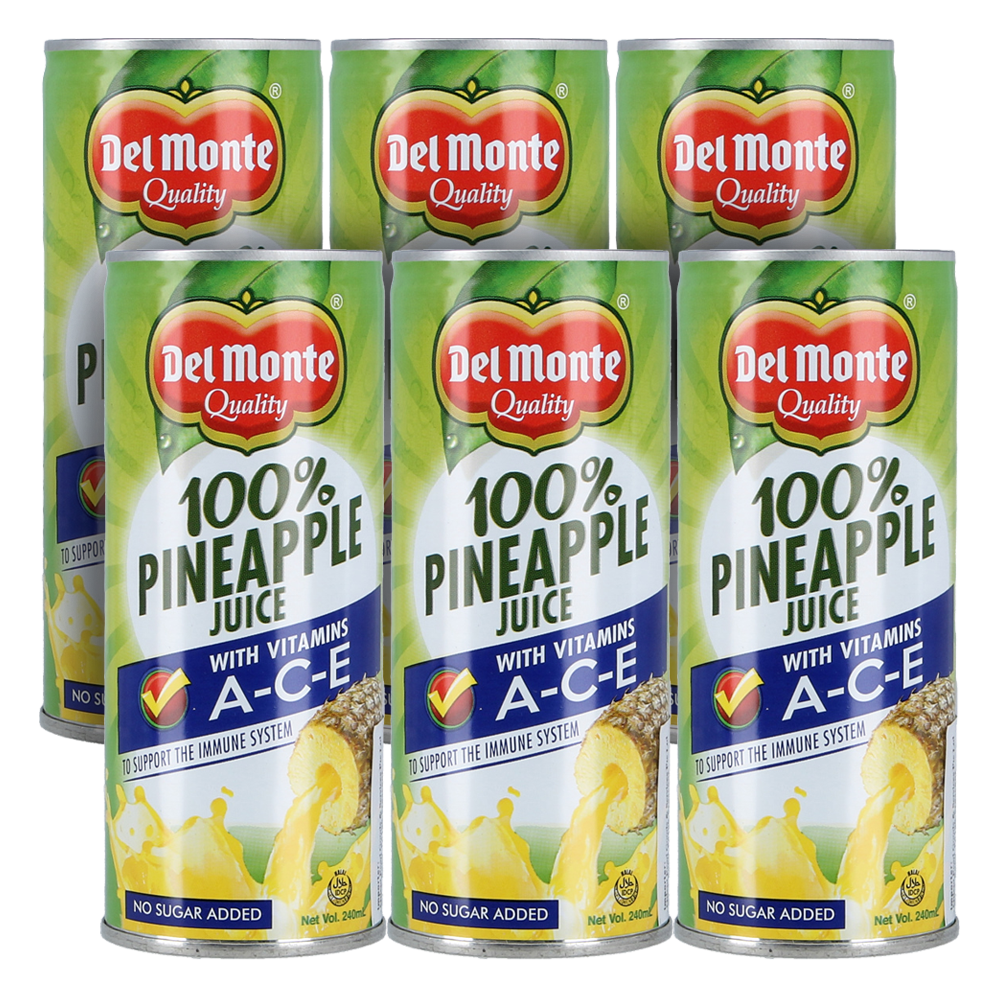 Del Monte 100% Pineapple Juice With Vitamins A C and E 240ml