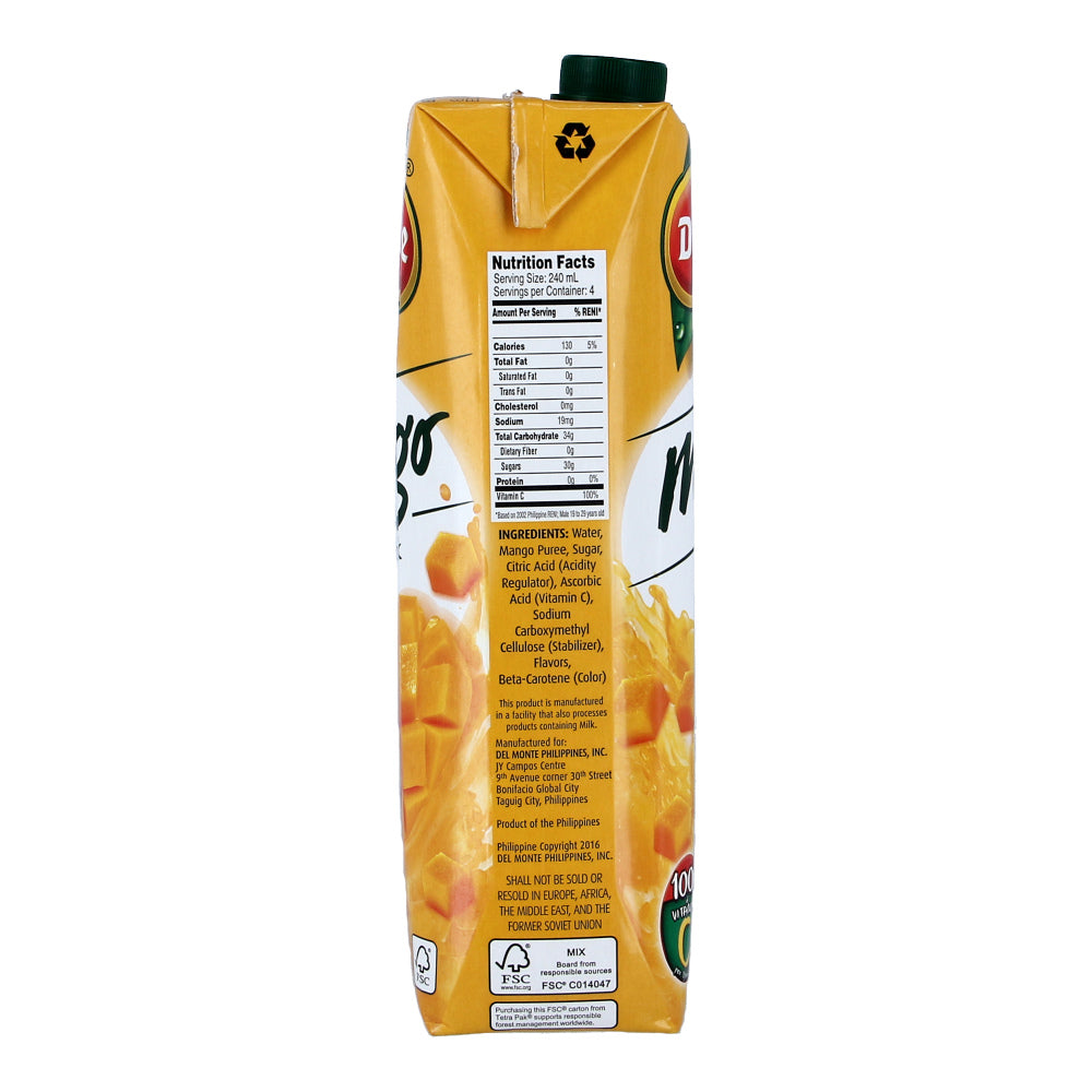 Del Monte Mango Juice Drink Tetra 1L